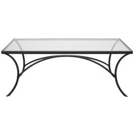 Alayna svart metall &amp; soffbord i glas — Uttermost