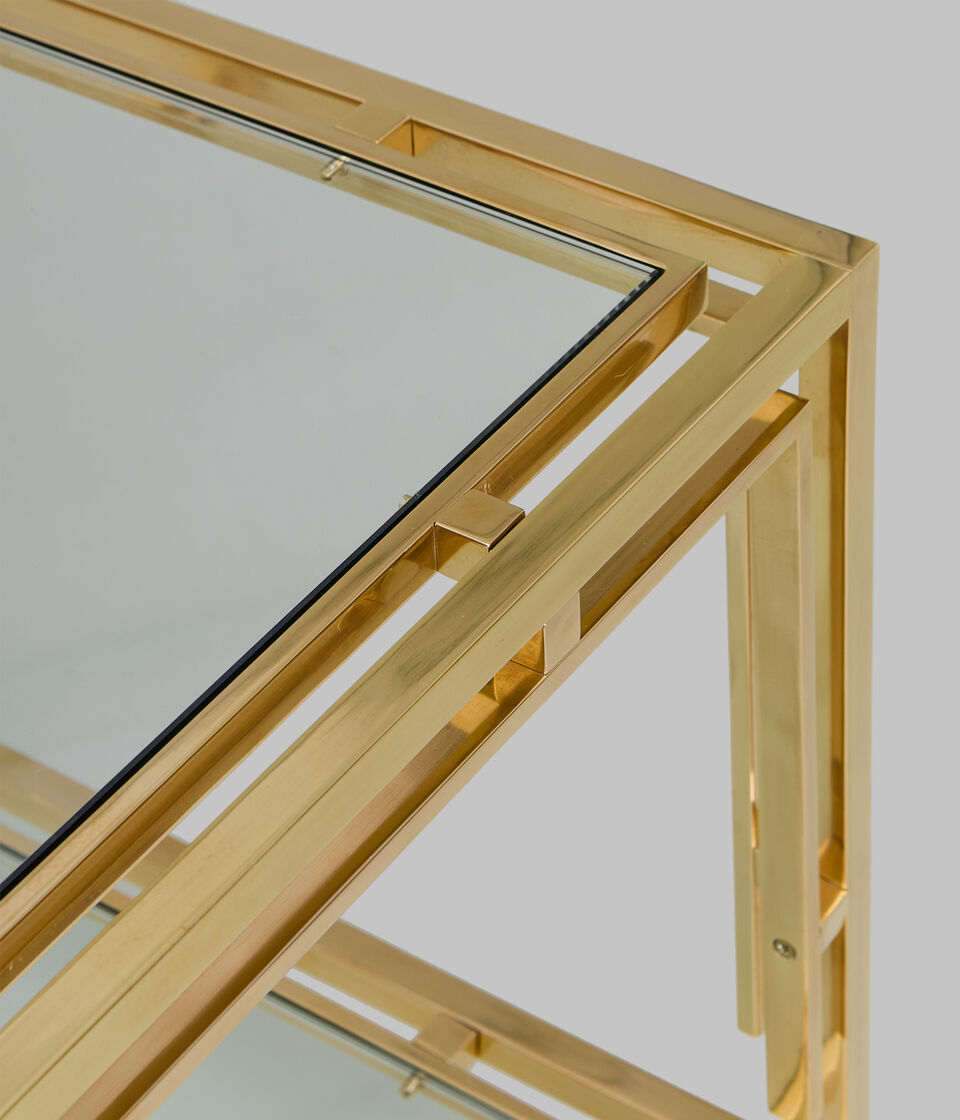 Bridgehampton Sidobord – Glass & Brass