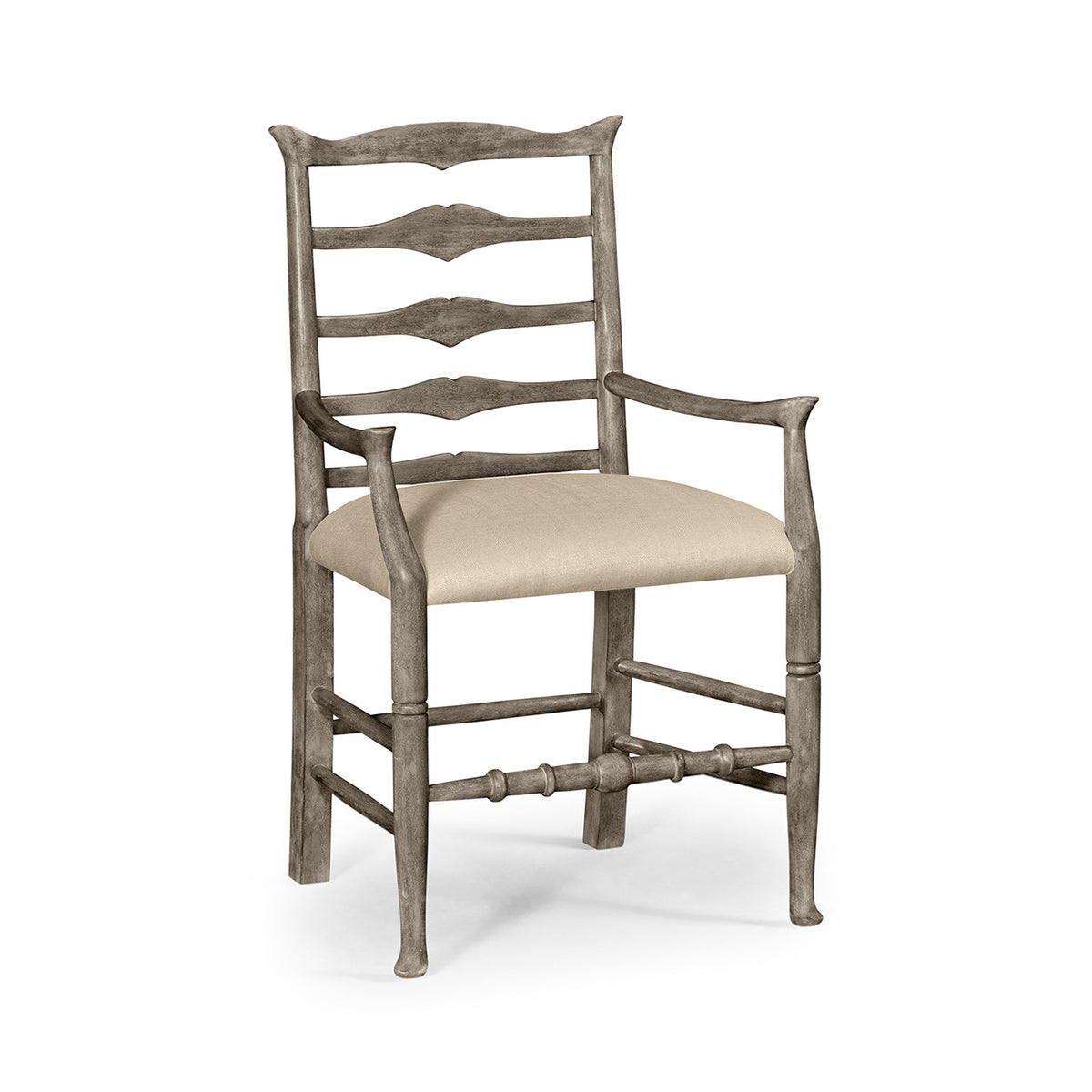 Casual Ladder Back Arm Chair in Mazo - Antique Dark grey - Jonathan Charles