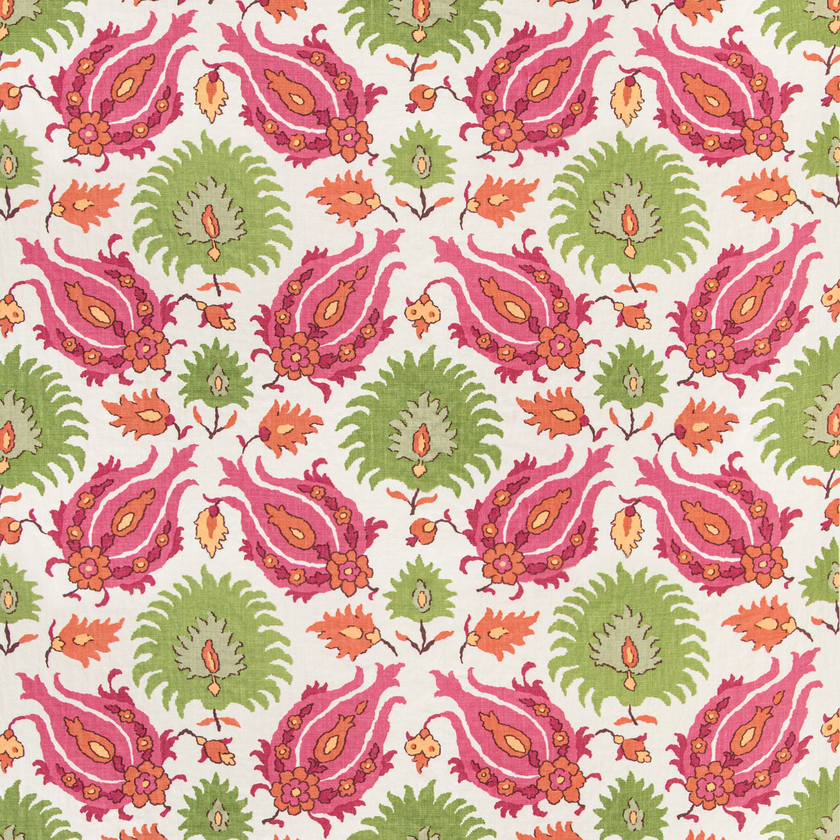 Kashmiri Linen Print Pink/Green tyg