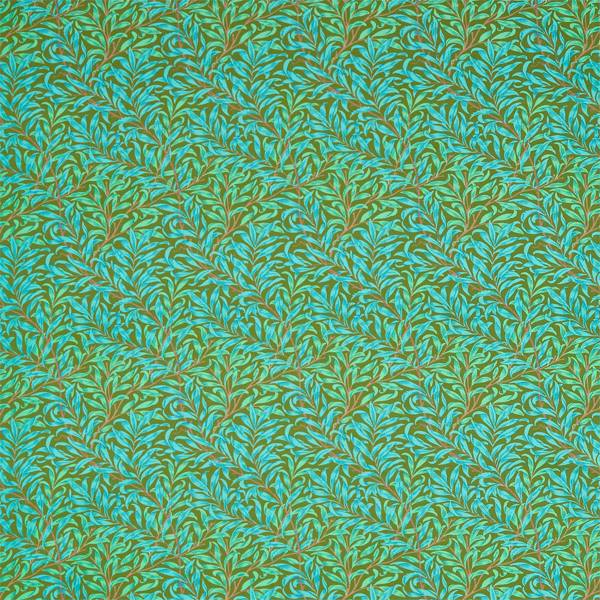 Morris and Co Tyg Willow Bough — Queen Square Fabrics Olive Turquoise