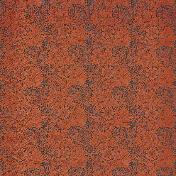 Morris and Co Tyg Marigold — Queen Square Fabrics Navy Burnt Orange