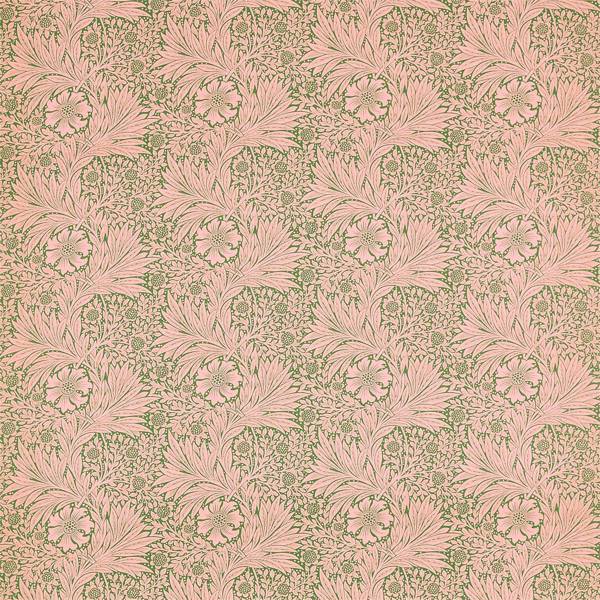 Morris and Co Tyg Marigold — Queen Square Fabrics Olive Pink