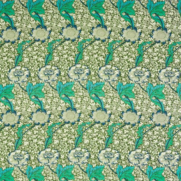 Morris and Co Tyg Kennet Olive Turquoise