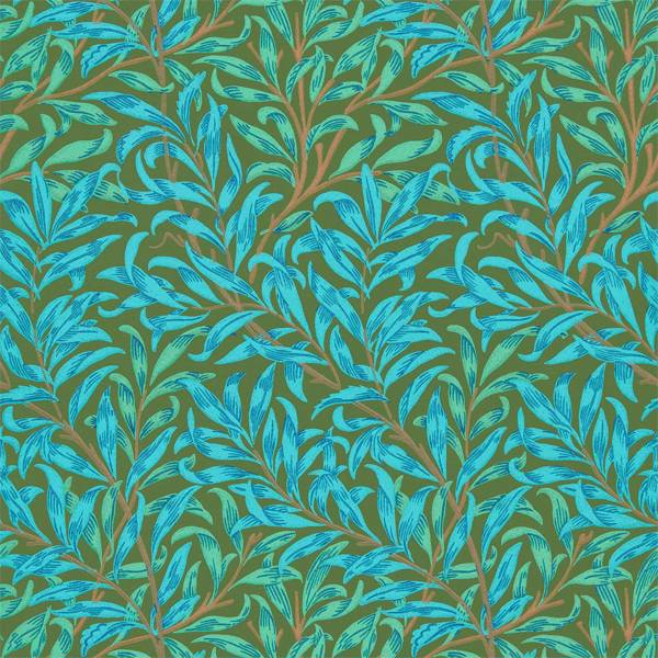 Morris and Co Tapet Willow Bough Olive Turquoise