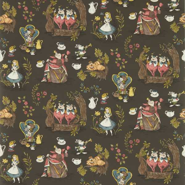 Sanderson Tapet Alice in Wonderland Chocolate