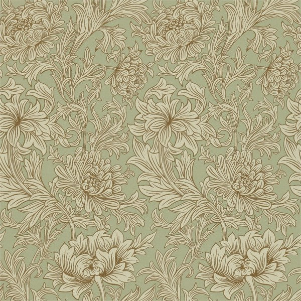 Morris and Co Tapet Chrysanthemum Toile Eggshell Gold