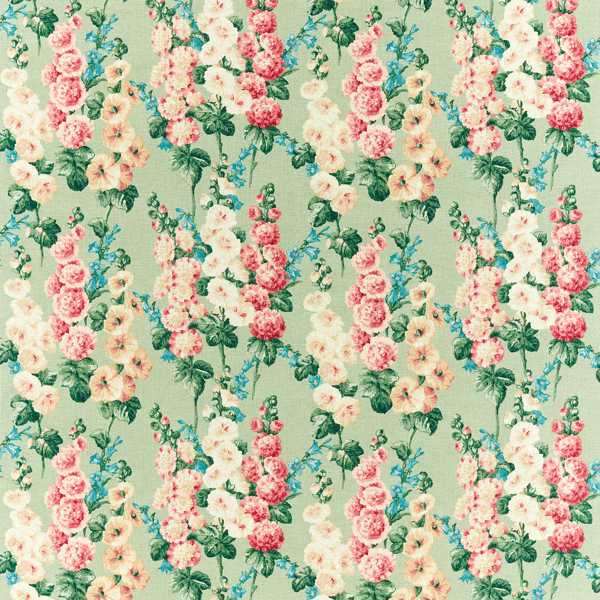 Sanderson Tyg Hollyhocks — DOSF Sage/ Rose