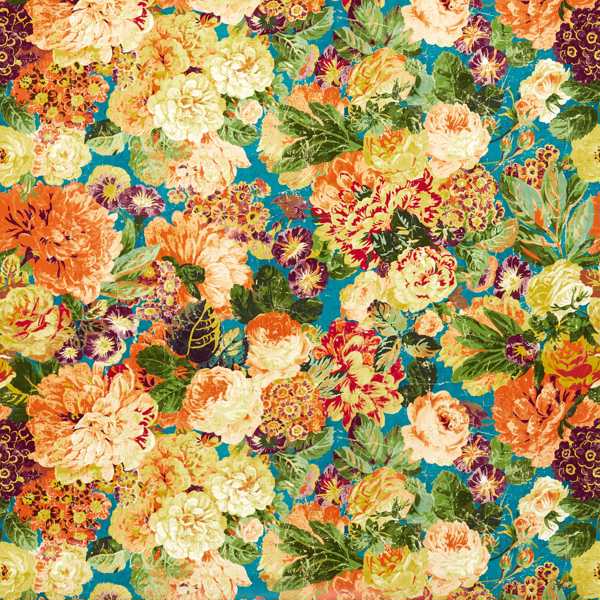 Sanderson Tapet Very Rose and Peony Kingfisher/Rowan Berry