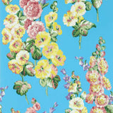 Sanderson Tapet Hollyhocks Fire Pink/Bright Blue
