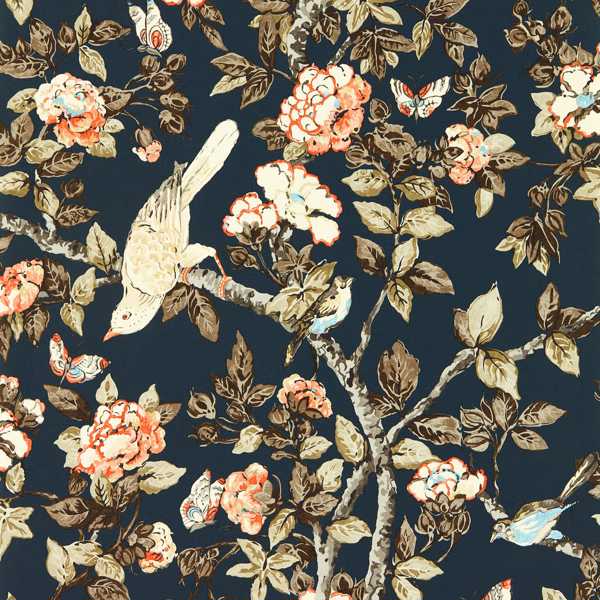 Sanderson Tapet Caverley Indigo Blue/Rowan Berry