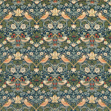 Morris and Co Tyg Strawberry Thief Velvet Indigo Thyme