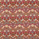 Morris and Co Tyg Strawberry Thief Velvet Crimson Slate