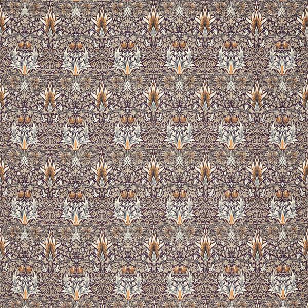 Morris and Co Tyg Snakeshead Velvet Mulberry Saffron