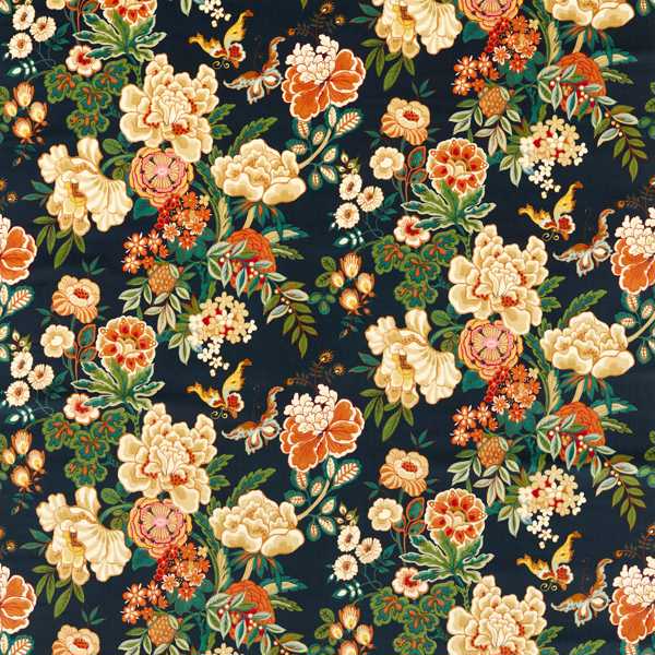 Sanderson Tyg Emperor Peony Midnight/Apricot