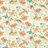 Sanderson Tyg Indienne Peacock Cinnabar Red/ Olive