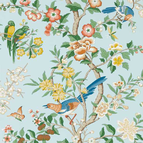 Sanderson Tapet Chinoiserie Hall Dawn Blue/Persimmon