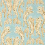 Sanderson Tapet Voyaging Koi Clear Sky/Persimmon