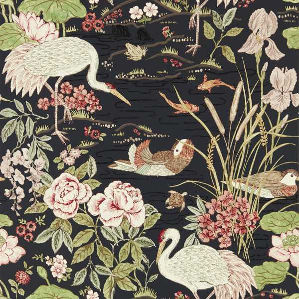 Sanderson Tapet Crane & Frog Ink Black/Multi