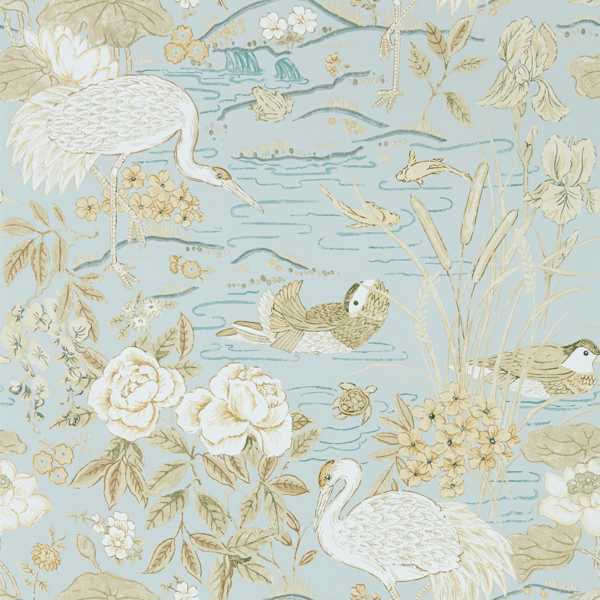 Sanderson Tapet Crane & Frog Sky/Honey
