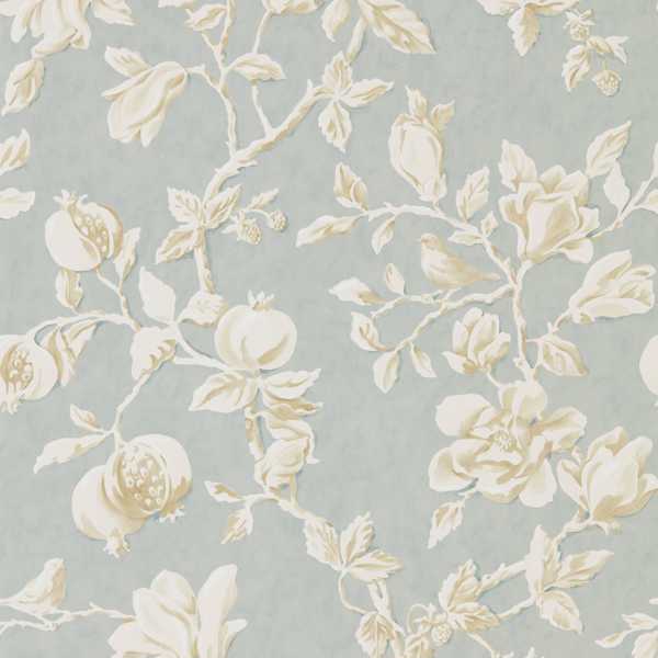 Sanderson Tapet Magnolia & Pomegranate Grey Blue/Parchment