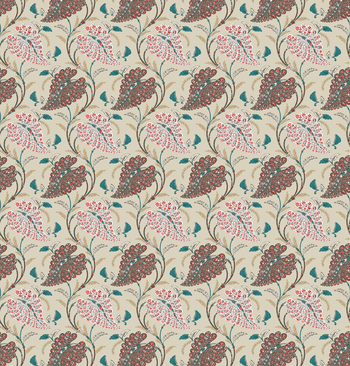 Osborne and Little Tyg Felbrigg Linen teal choco