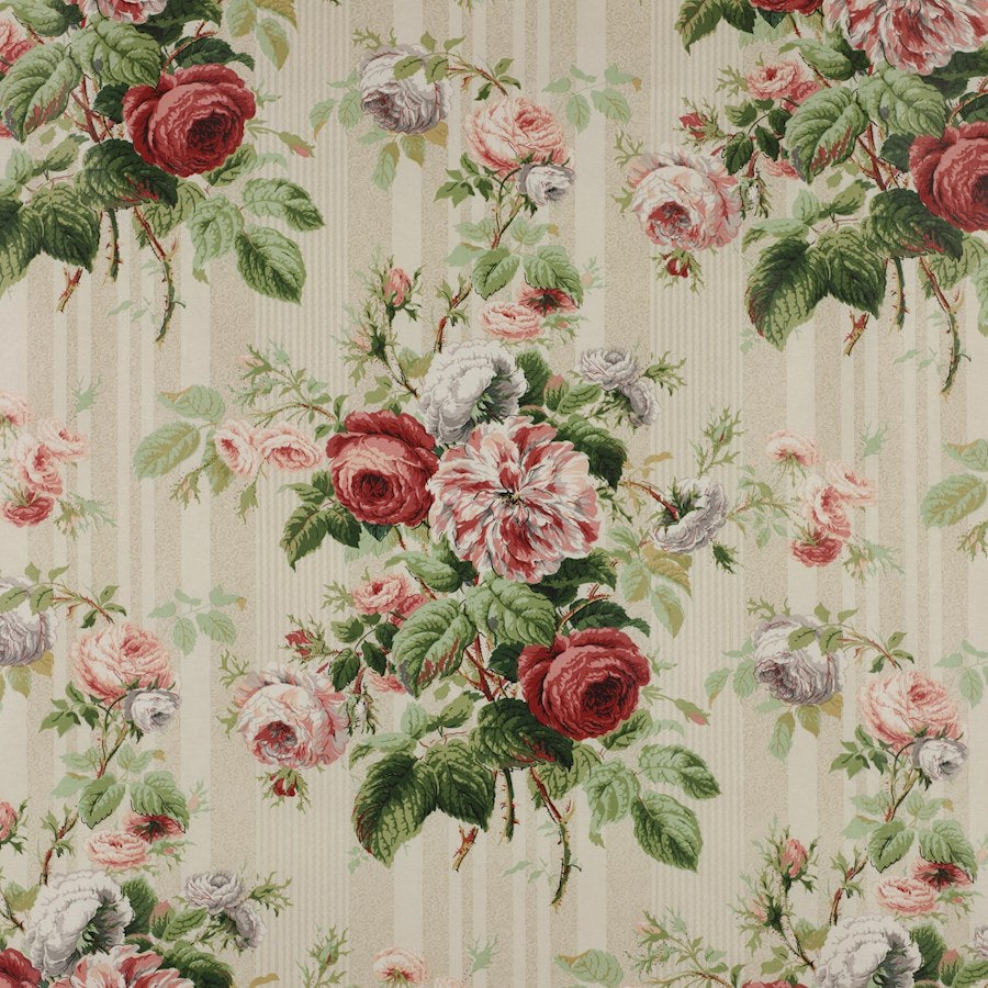 Colefax and Fowler Tyg Jubilee Rose Red Green