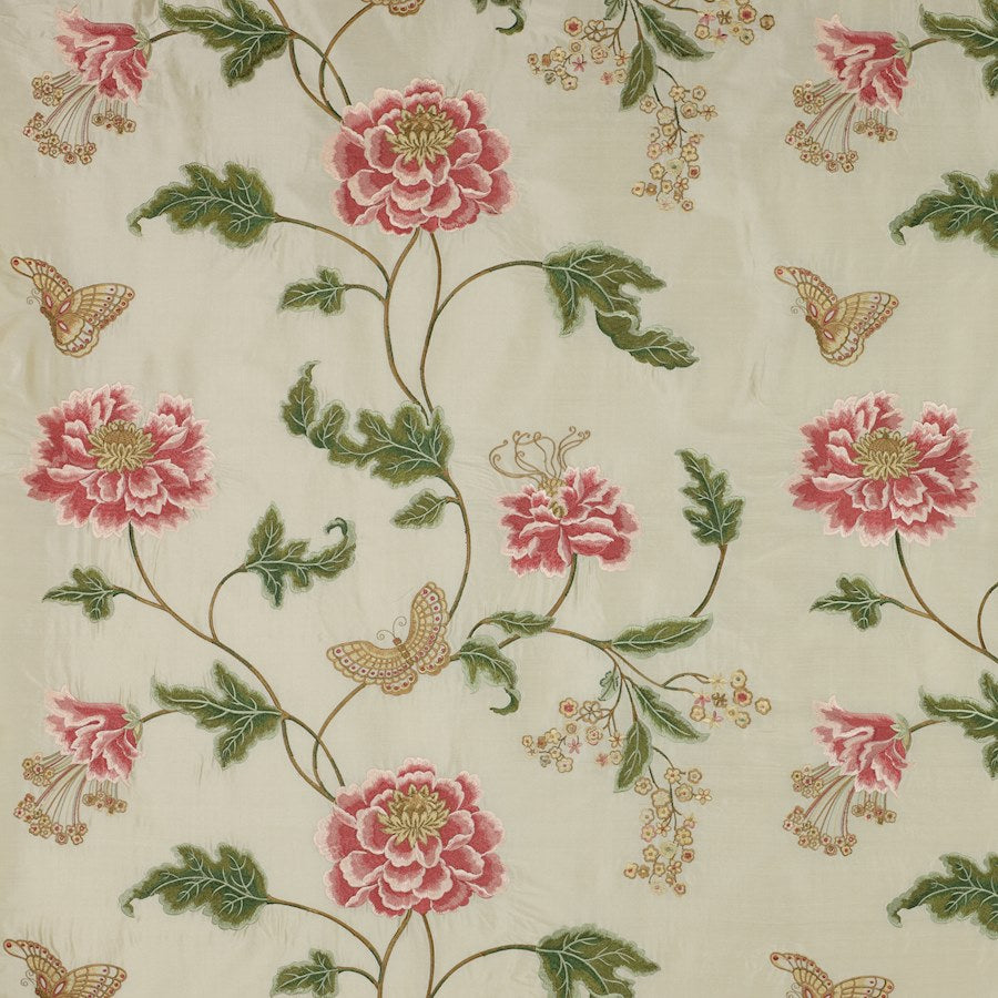 Colefax and Fowler Tyg Oriental Poppy Pink Grn