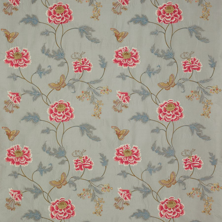 Colefax and Fowler Tyg Oriental Poppy Silver