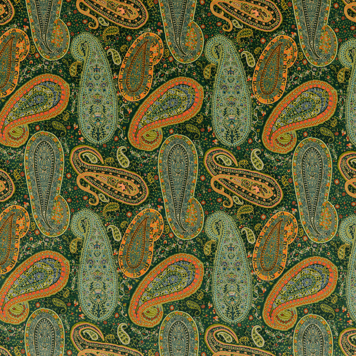 Peregrine Paisley Velvet H Emerald tyg