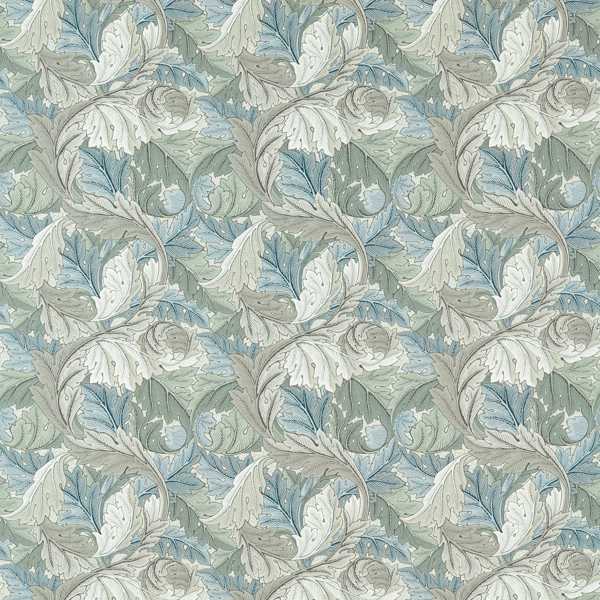 Morris and Co Tyg Acanthus — Outdoor Performance Mineral Blue Linen