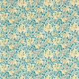 Morris and Co Tyg Honeysuckle — Outdoor Performance Teal Soft Lemon