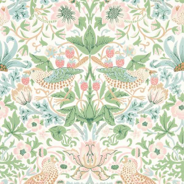 Morris and Co Tapet Simply Strawberry Thief Cochineal Pink