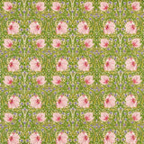 Morris and Co Tyg Pimpernel — Bedford Park Fabrics Sap Green Strawberry