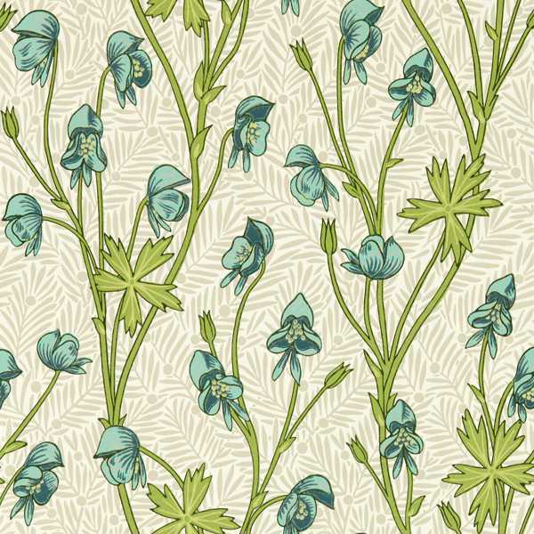 Morris and Co Tapet Monkshood Aqua Peashoot