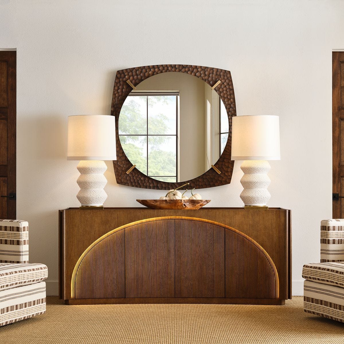 High Light, Lighted 4 Door Console Cabinet - undefined