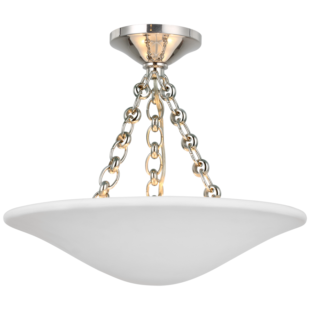 Mollino plafond i vit metall och glas med modernistisk design från AERIN for Visual Comfort & Co
