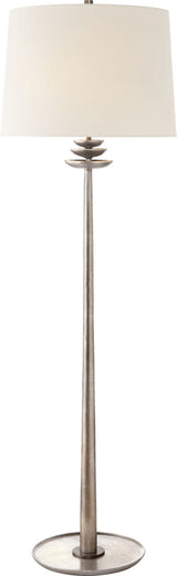 Beaumont Golvlampa — Visual Comfort — Burnished Silver Leaf with Linen Shade