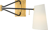 Keil Swing Arm Vägglampa — Visual Comfort — Hand-Rubbed Antique Brass and Black with Linen Shade / LED (1 st)