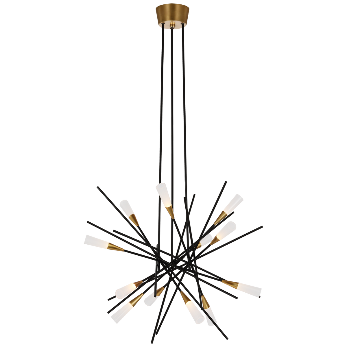 Stellar Taklampa – Matte Black And Antique Brass With Frosted Acrylic
