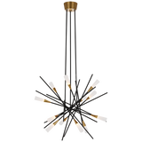 Stellar Taklampa – Matte Black And Antique Brass With Frosted Acrylic