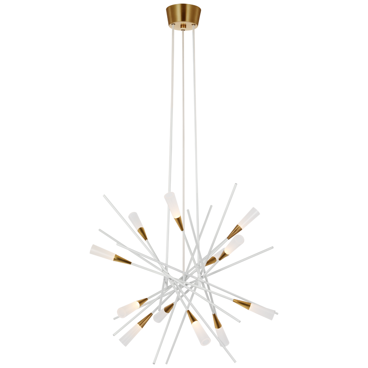Stellar Taklampa – Matte White And Antique Brass With Frosted Acrylic