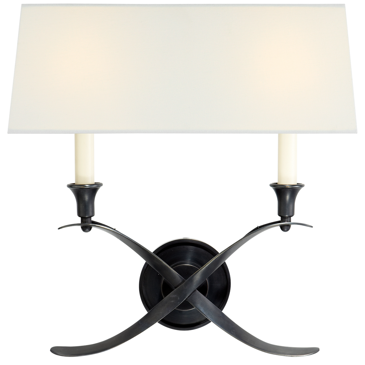 Cross Bouillotte Large Vägglampa – Bronze With Linen Shade