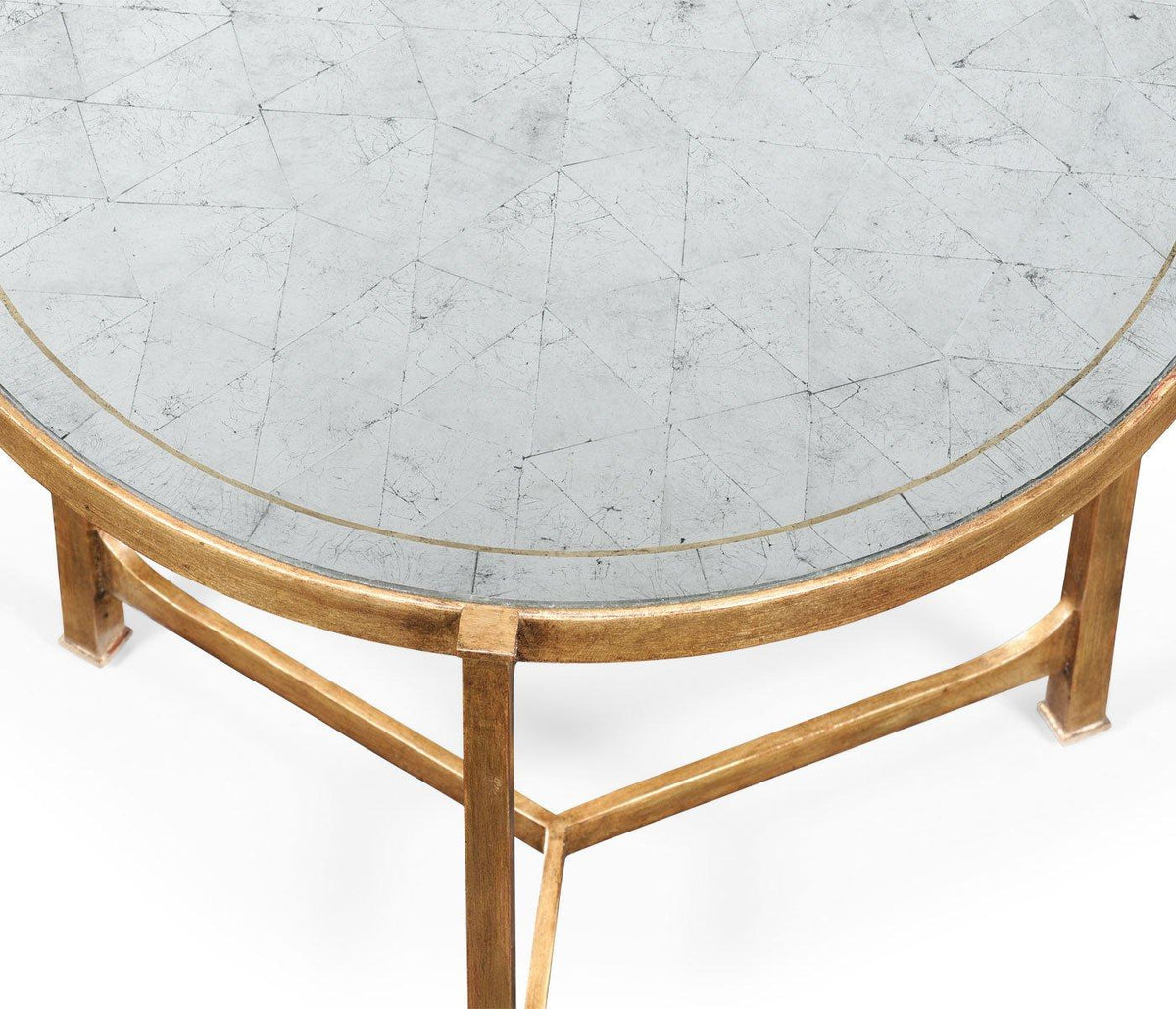 Large Round Lamp Table Contemporary in Eglomise - Gilded