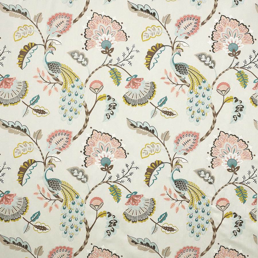 Jaipur Peacock Aqua/Pink — Jane Churchill tyg