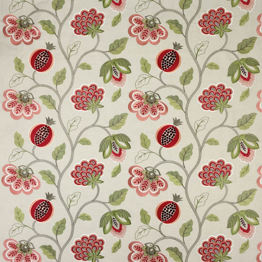Paradise Garden Red/Linen — Jane Churchill tyg