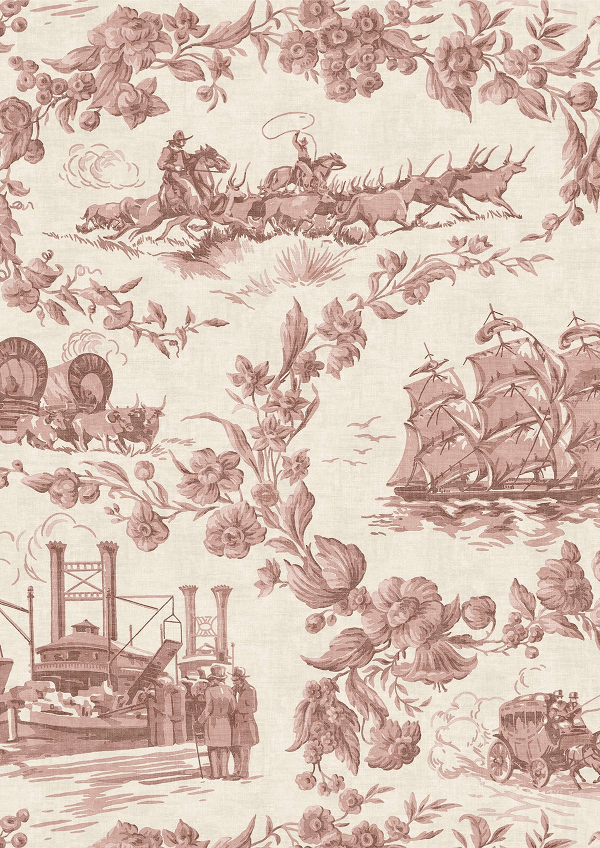 Pioneer Days Dusty Rose – närbild — Lewis & Wood tapet