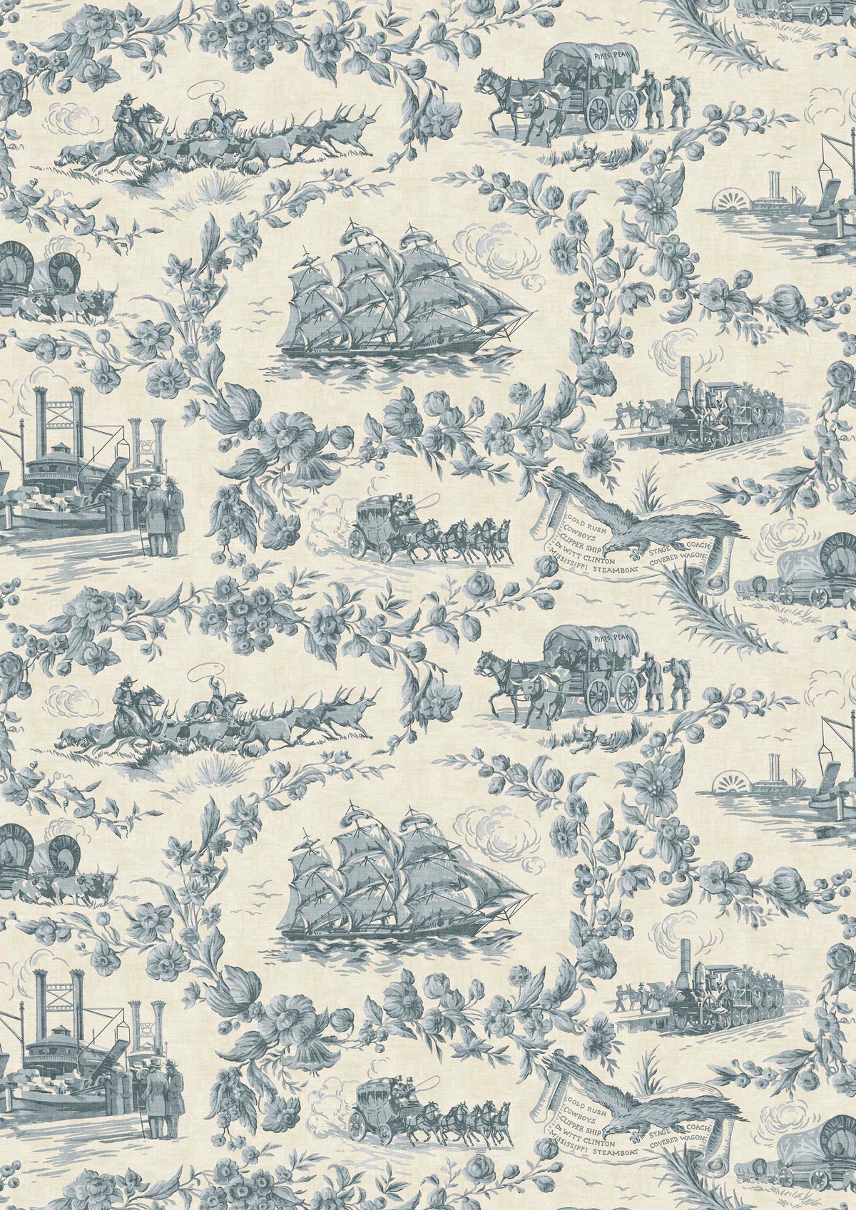 Pioneer Days Steamer – hel bredd — Lewis & Wood tapet