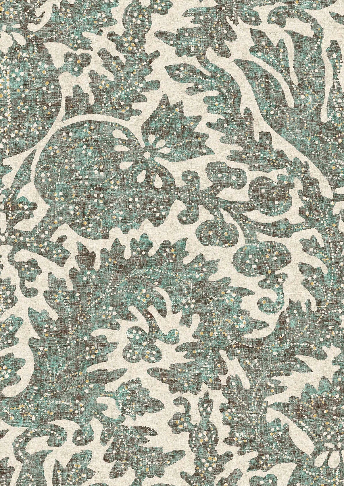 Pomegranate Verdigris – närbild — Lewis & Wood tyg