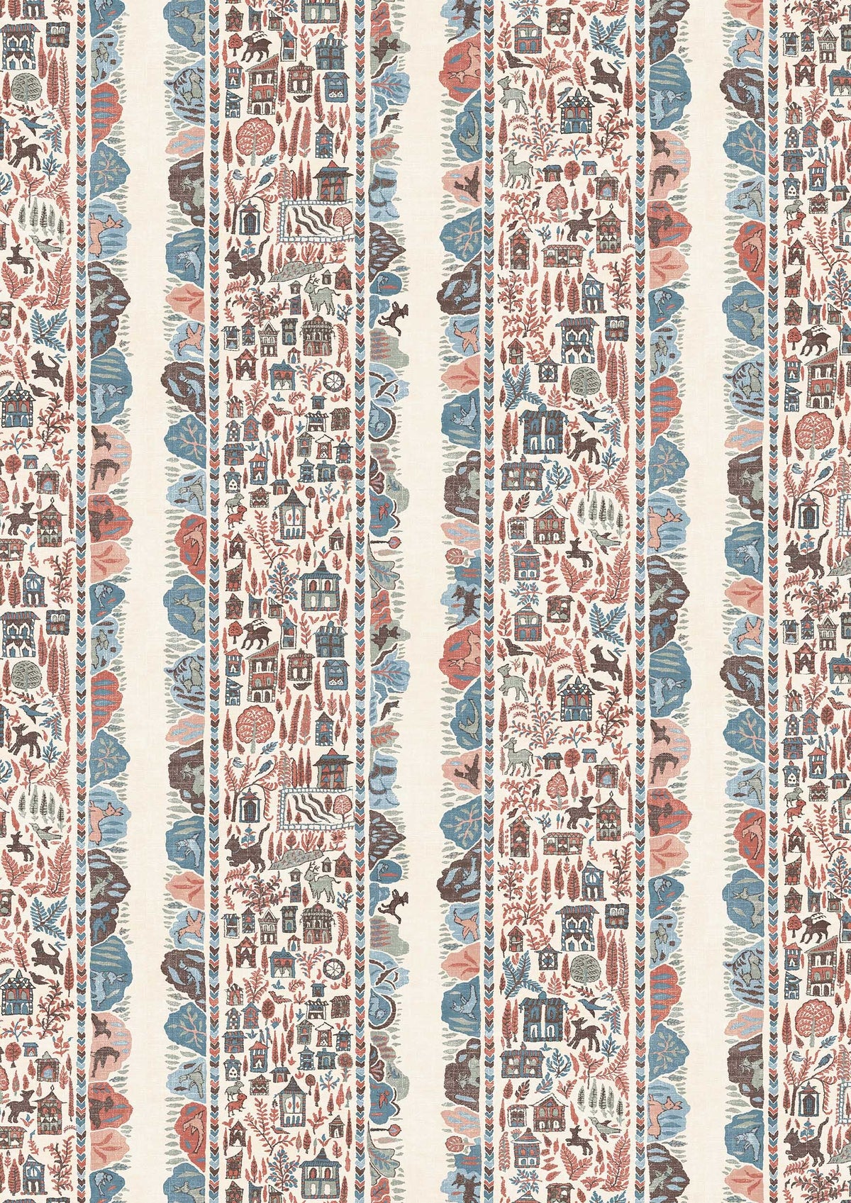 Ravi Ribbon Blue Almond – närbild — Lewis & Wood tyg